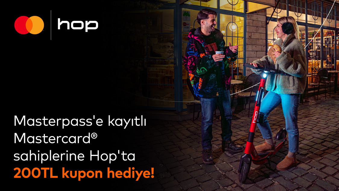 Masterpass’a kayıtlı Mastercard logolu Yapı Kredi kart sahiplerine özel HOP sürüşlerinde 200 TL değerinde indirim kuponu fırsatı!