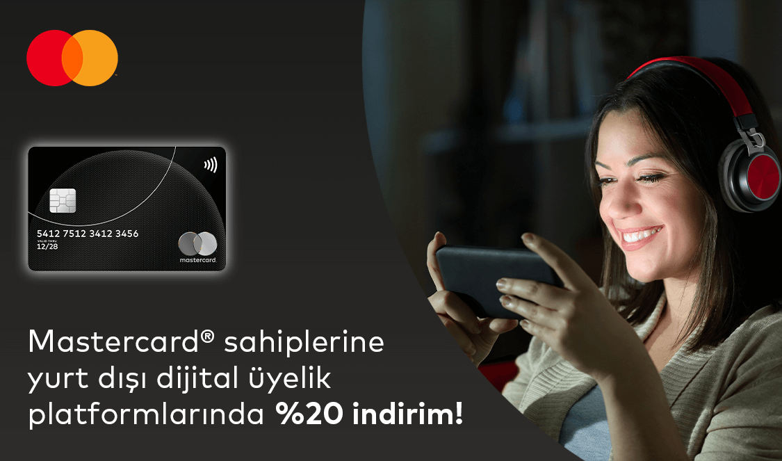 Silver Logolu Mastercard'ınıza özel Dijital Üyelik Platformlarında %20 indirim ayrıcalığı!