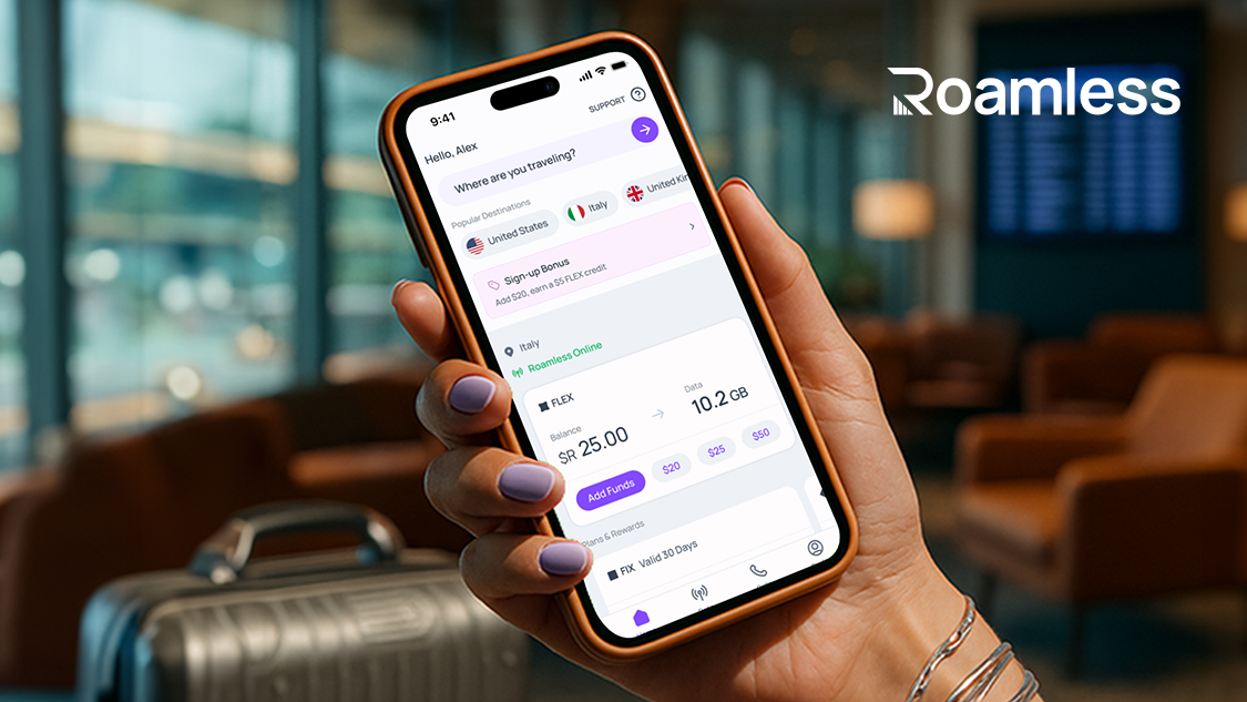 Visa Crystal ile Roamless eSIM uygulamasında 15 USD ek bakiye hediye!