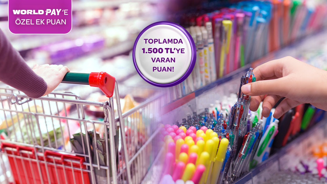 Gıda marketi ve kırtasiye alışverişlerinize toplamda 1.500 TL’ye varan puan hediye!