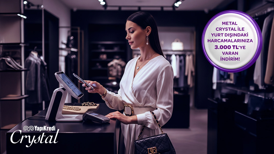 Mastercard logolu asıl Metal Crystal kartınız ile yurt dışındaki fiziki ve online harcamalarınıza 3.000 TL’ye varan indirim!