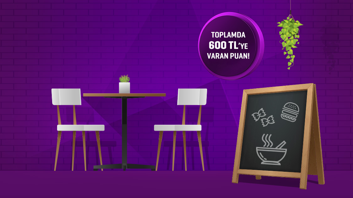 Restoran sektöründe yapacağınız her 2.000 TL harcamaya 100 TL, World Pay ile ödemlerde ek 50 TL, toplamda 600 TL’ye varan Worldpuan hediye!