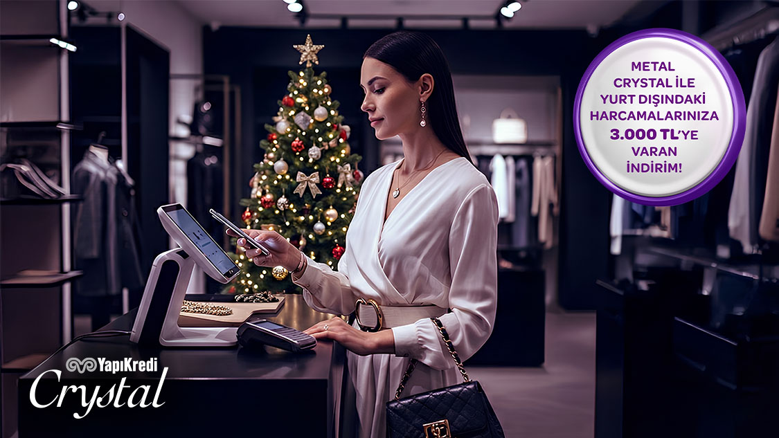 Mastercard logolu Metal Crystal kartınız ile yurt dışındaki fiziki ve online harcamalarınıza 3.000 TL’ye varan indirim!