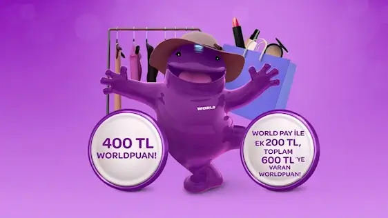 Giyim ve kozmetik alışverişlerinize toplamda 600 TL’ye varan Worldpuan hediye!